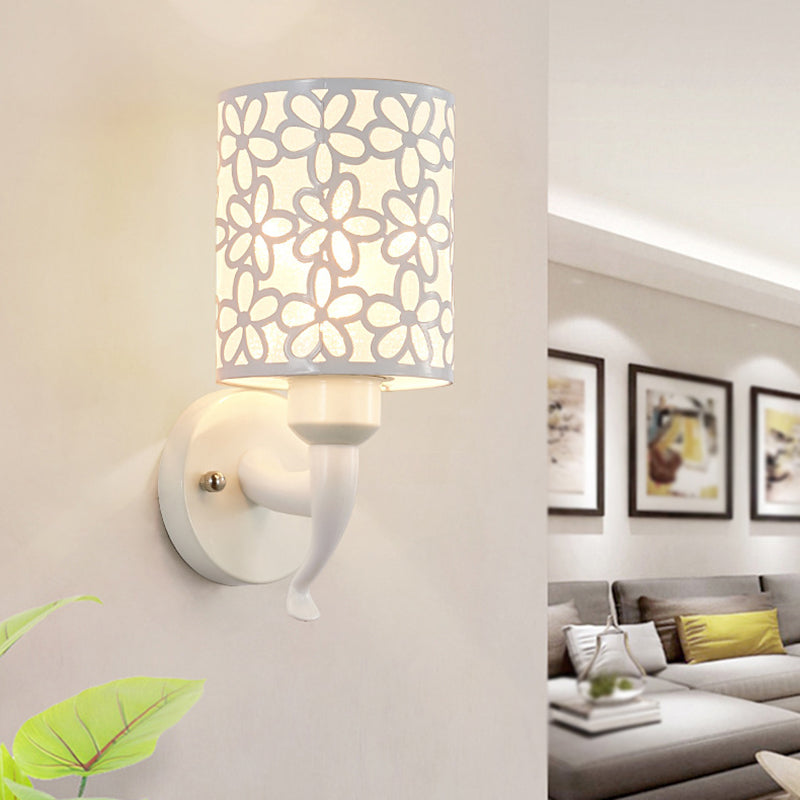 Modern Metal Wall Sconce Cylinder Shape Vanity Lamp with Plastic Shade for Bathroom