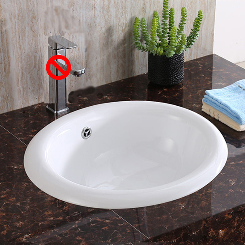 Traditional Drop-in Bathroom Sink Oval Porcelain with Faucet Basin Sink