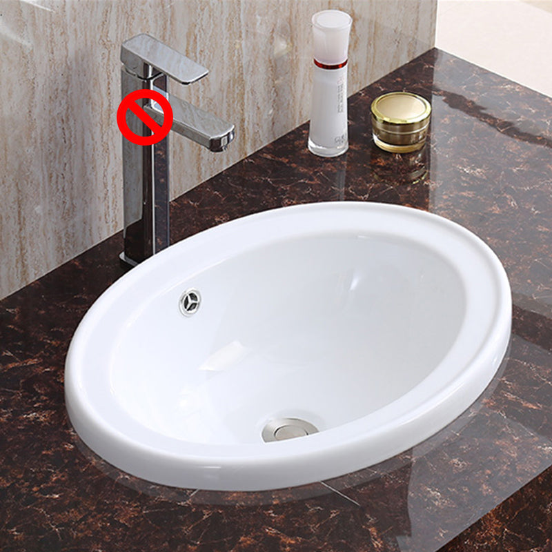 Traditional Drop-in Bathroom Sink Oval Porcelain with Faucet Basin Sink