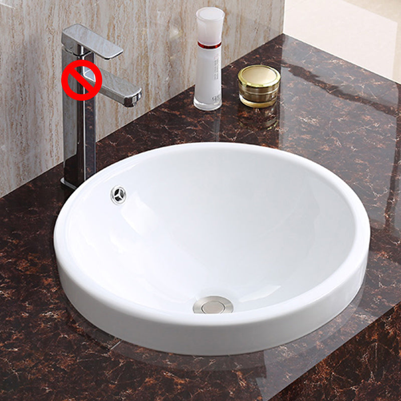 Traditional Drop-in Bathroom Sink Oval Porcelain with Faucet Basin Sink