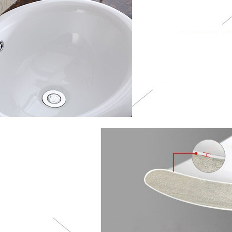 Traditional Drop-in Bathroom Sink Oval Porcelain with Faucet Basin Sink