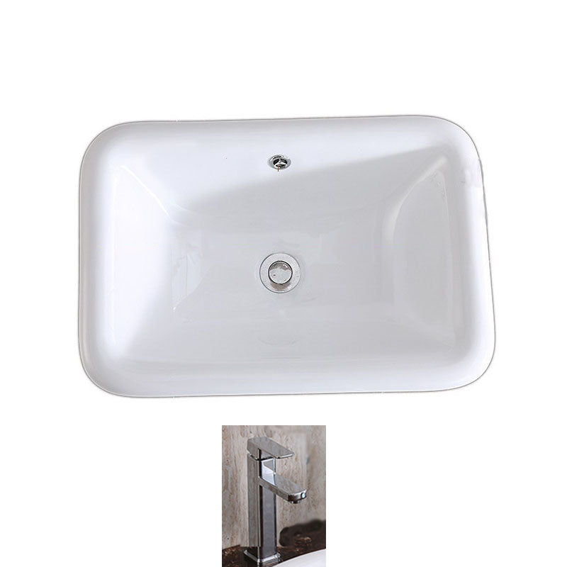 Traditional Drop-in Bathroom Sink Oval Porcelain with Faucet Basin Sink