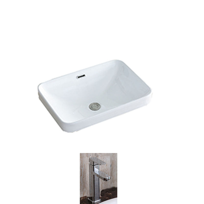 Traditional Drop-in Bathroom Sink Oval Porcelain with Faucet Basin Sink