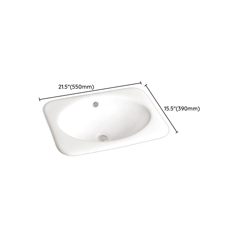 Traditional Drop-in Bathroom Sink Oval Porcelain with Faucet Basin Sink