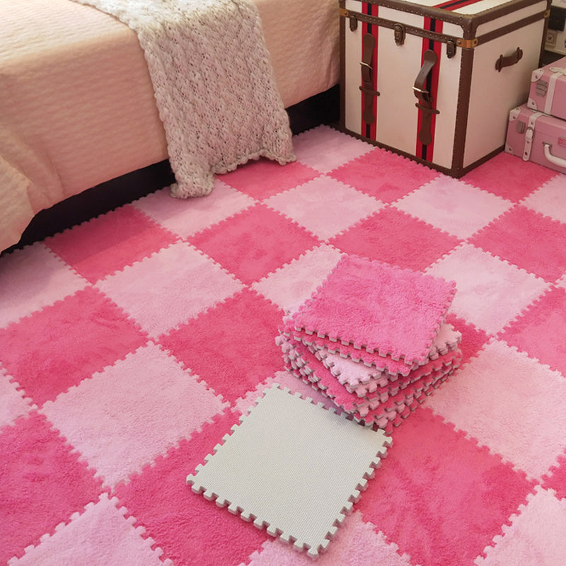 Modern Carpet Floor Tile Interlocking Plush Cut Non-Skid Tiles and Carpet