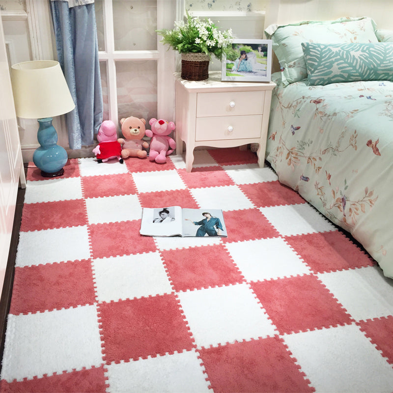 Modern Carpet Floor Tile Interlocking Plush Cut Non-Skid Tiles and Carpet