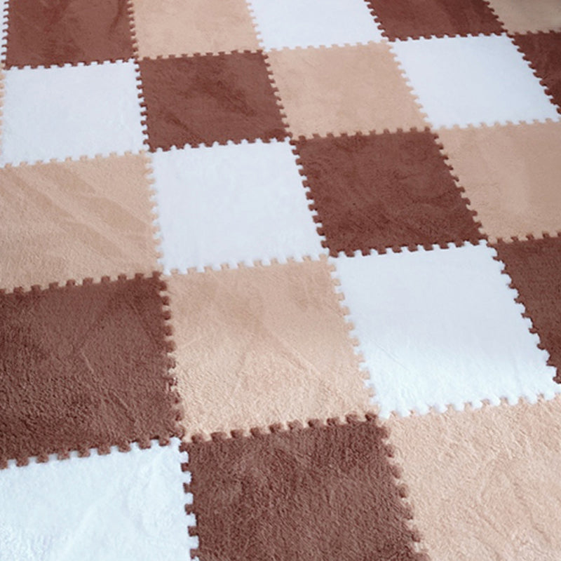 Modern Carpet Floor Tile Interlocking Plush Cut Non-Skid Tiles and Carpet