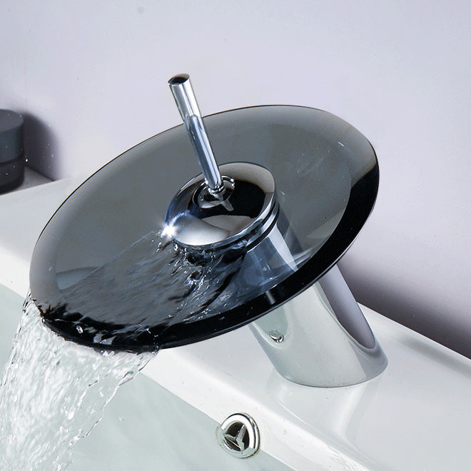 Bathroom LED Faucet Light Lever Handle Waterfall Spout Faucet