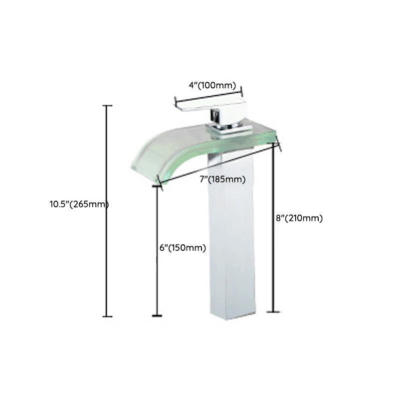 Bathroom LED Faucet Light Lever Handle Waterfall Spout Faucet