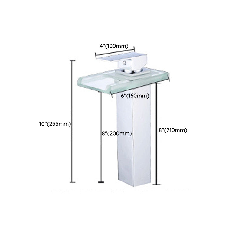Bathroom LED Faucet Light Lever Handle Waterfall Spout Faucet