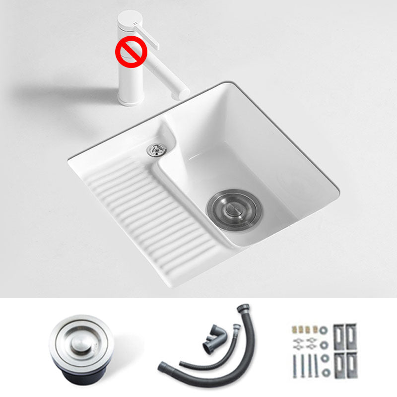 Traditional Undermount Vanity Sink Rectangular Porcelain Right Basin Bathroom Sink