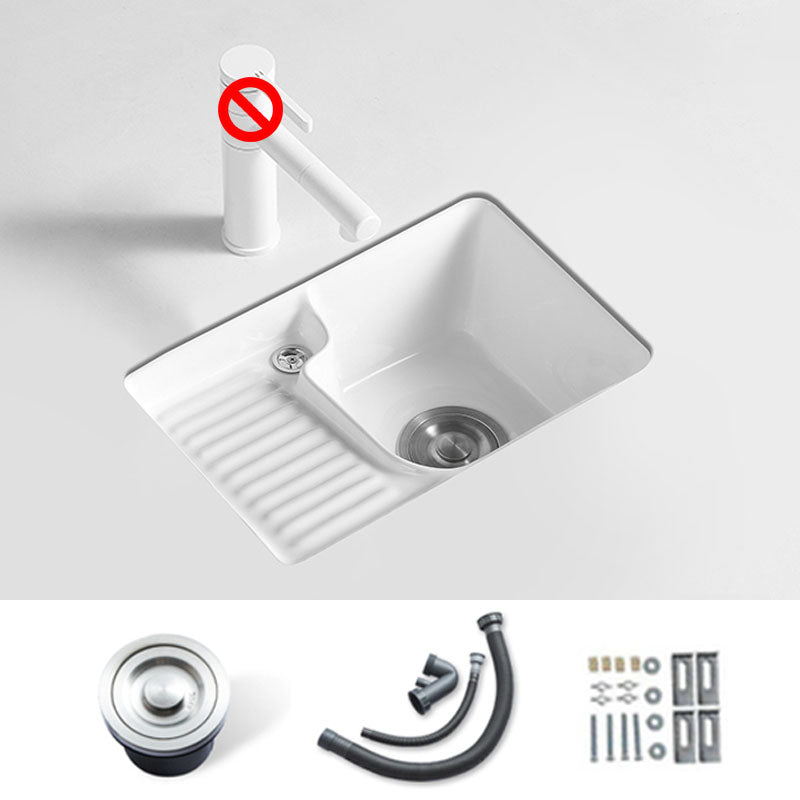 Traditional Undermount Vanity Sink Rectangular Porcelain Right Basin Bathroom Sink