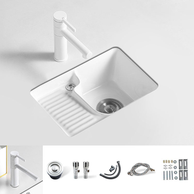 Traditional Undermount Vanity Sink Rectangular Porcelain Right Basin Bathroom Sink