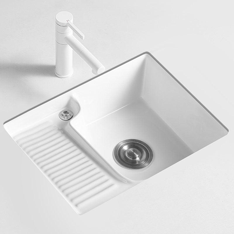 Traditional Undermount Vanity Sink Rectangular Porcelain Right Basin Bathroom Sink