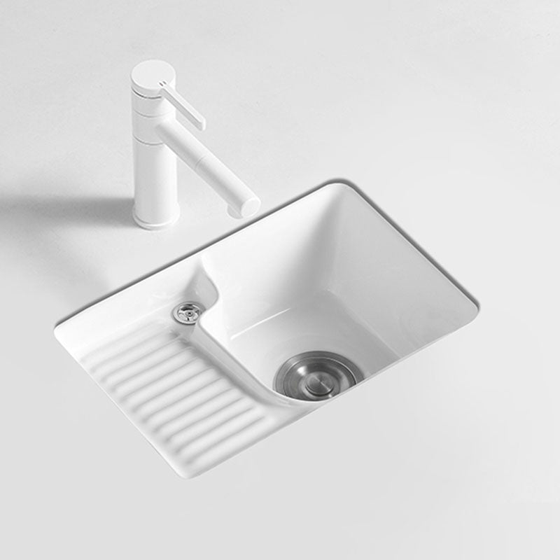 Traditional Undermount Vanity Sink Rectangular Porcelain Right Basin Bathroom Sink