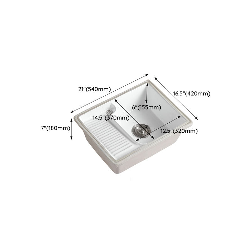 Traditional Undermount Vanity Sink Rectangular Porcelain Right Basin Bathroom Sink