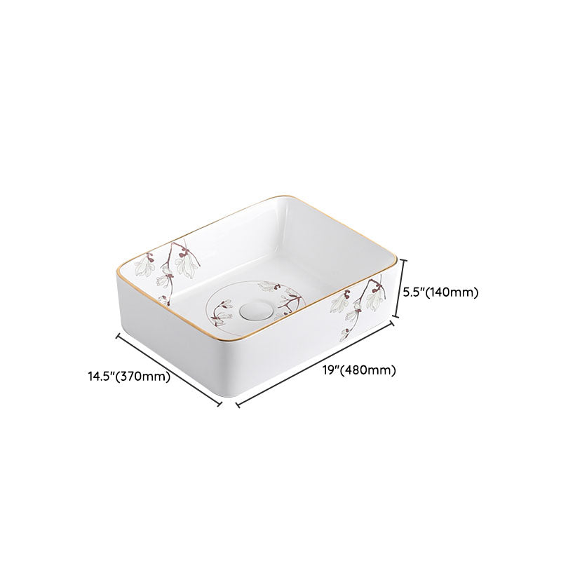 Traditional Vessel Sink Round Porcelain with Faucet Vessel Bathroom Sink