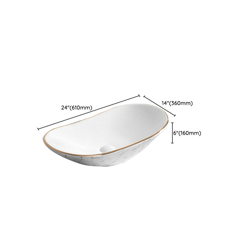 Modern Vessel Lavatory Sink Rectangular Porcelain Shut-Off Valve Included Bathroom Sink