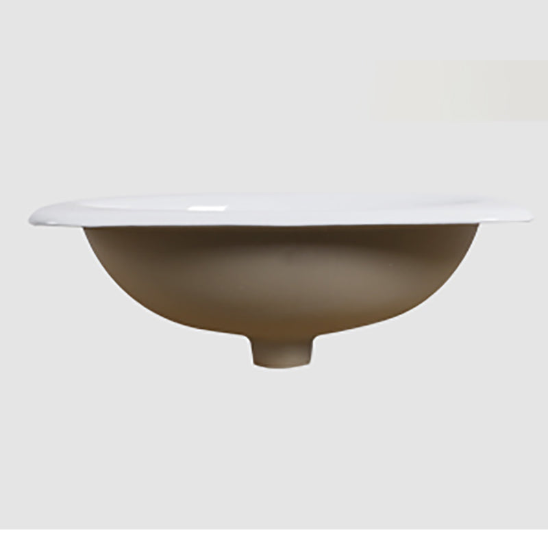 White Rectangular Bathroom Sink with Overflow Porcelain Drop-in Sink