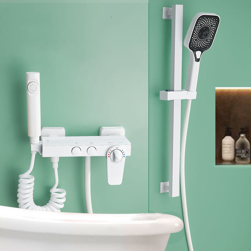 Adjustable Spray Pattern Shower System Wall Mounted White Lever Handle Shower System