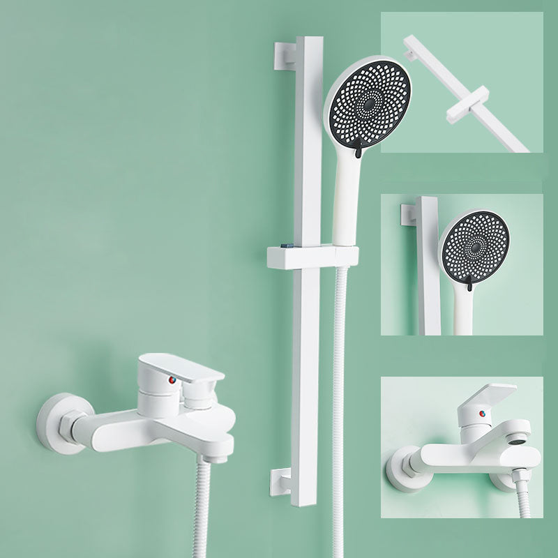 Adjustable Spray Pattern Shower System Wall Mounted White Lever Handle Shower System