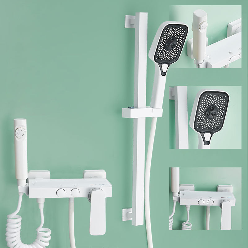 Adjustable Spray Pattern Shower System Wall Mounted White Lever Handle Shower System