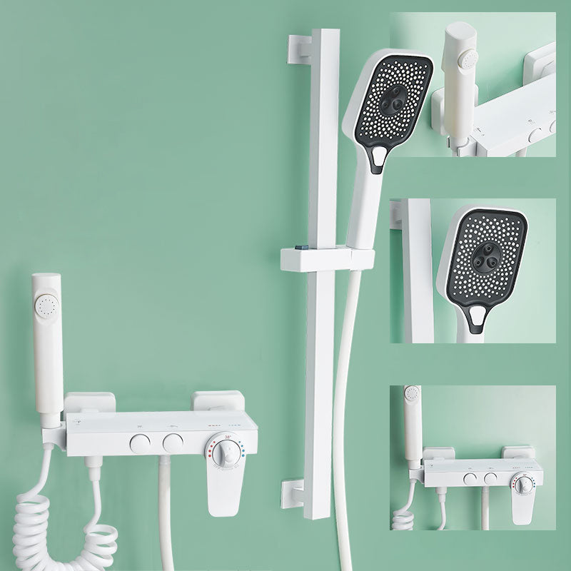 Adjustable Spray Pattern Shower System Wall Mounted White Lever Handle Shower System