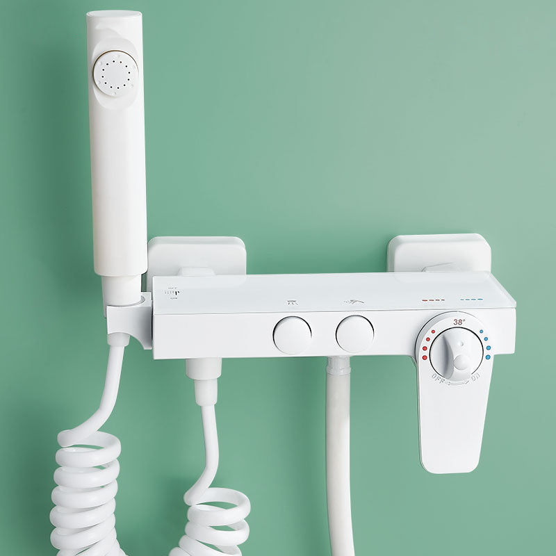 Adjustable Spray Pattern Shower System Wall Mounted White Lever Handle Shower System