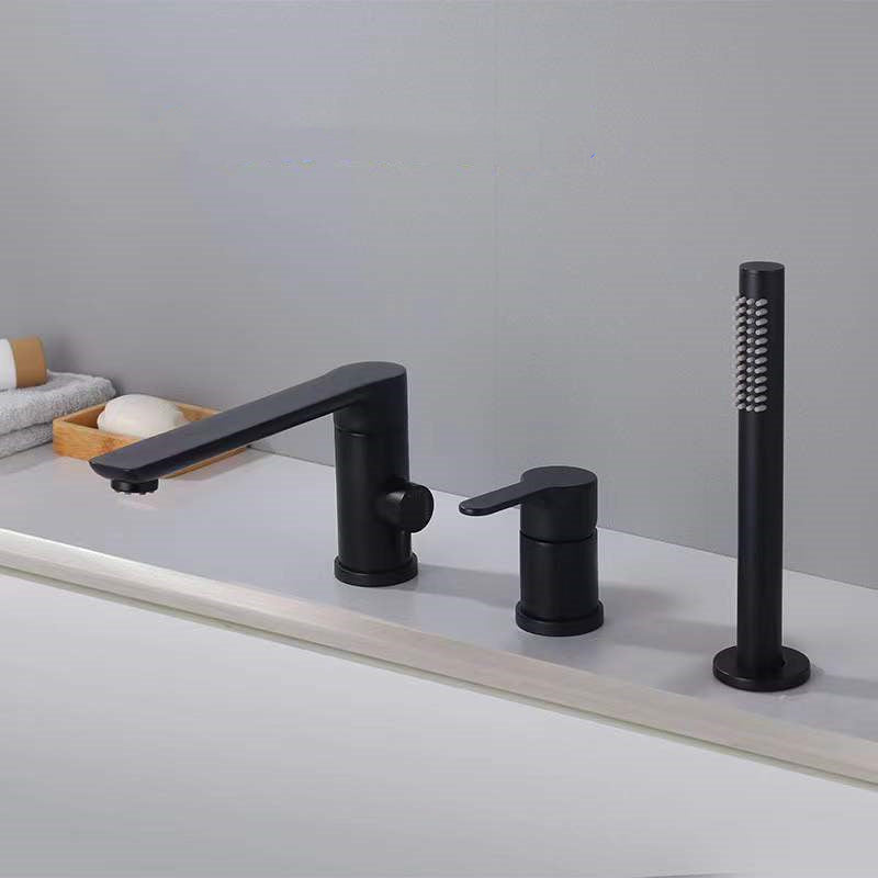 Modern Swivel Bathroom Faucet Low Arc Deck Mounted Bathtub Faucet