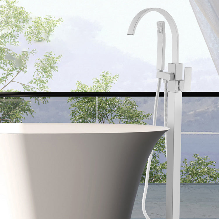 Modern Bathroom Faucet Pure Color High Arc Freestanding Tub Faucet