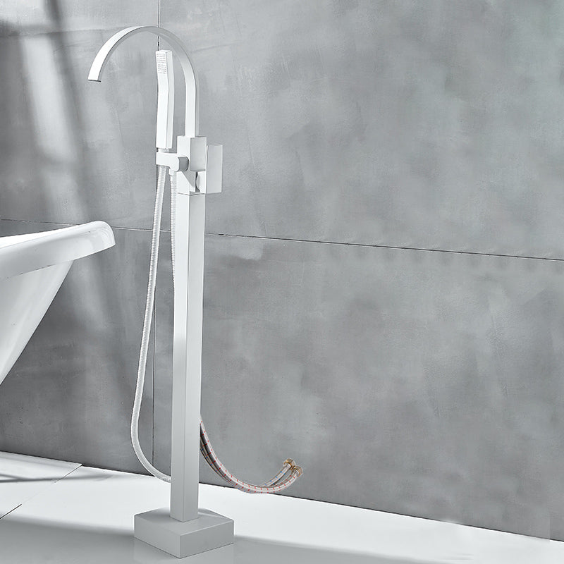 Modern Bathroom Faucet Pure Color High Arc Freestanding Tub Faucet