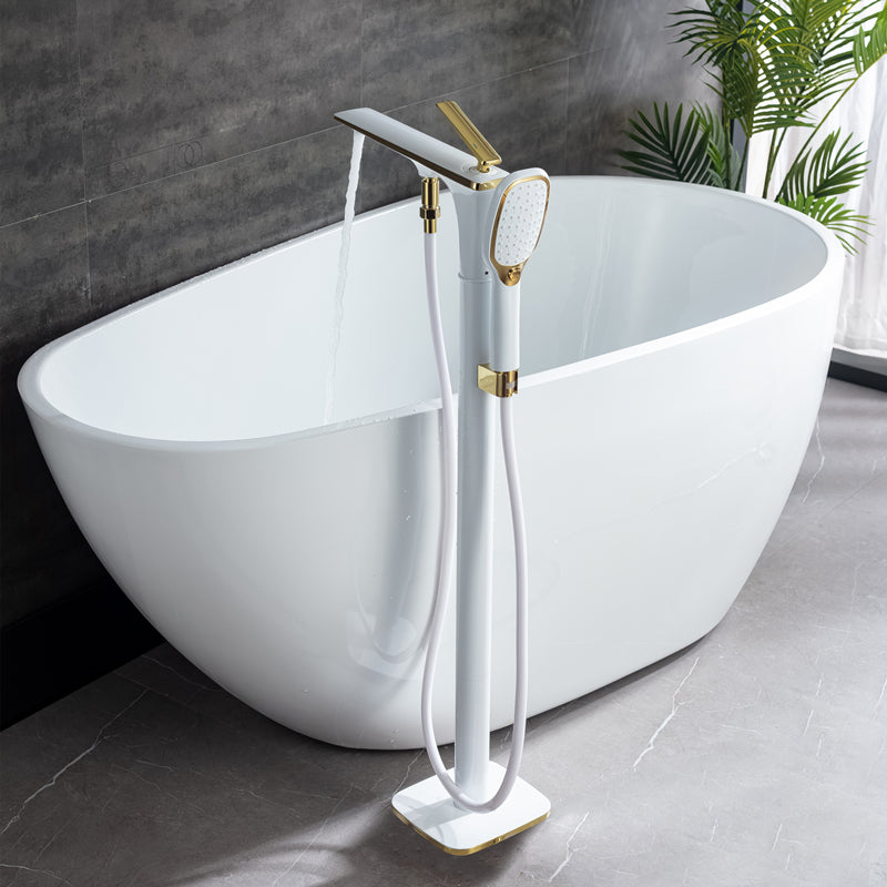 Modern Freestanding Faucet Copper with Risers and Handheld Shower Tub Faucet
