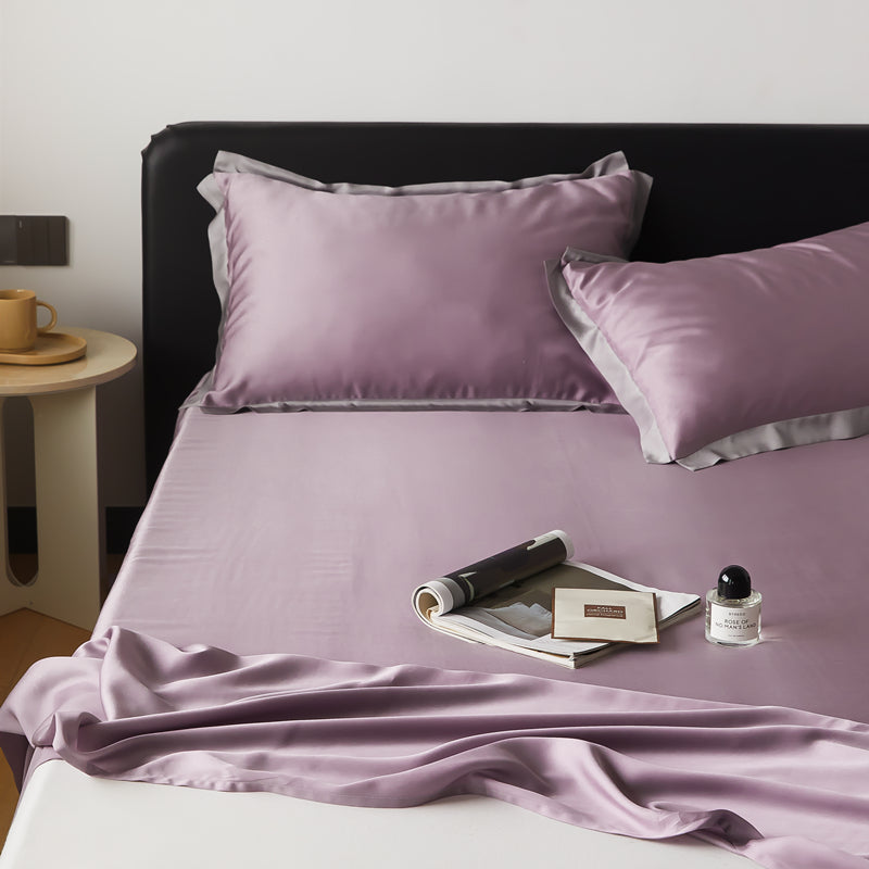 Bed Sheet Satin Solid Color Non-pilling Breathable Bed Sheet Set