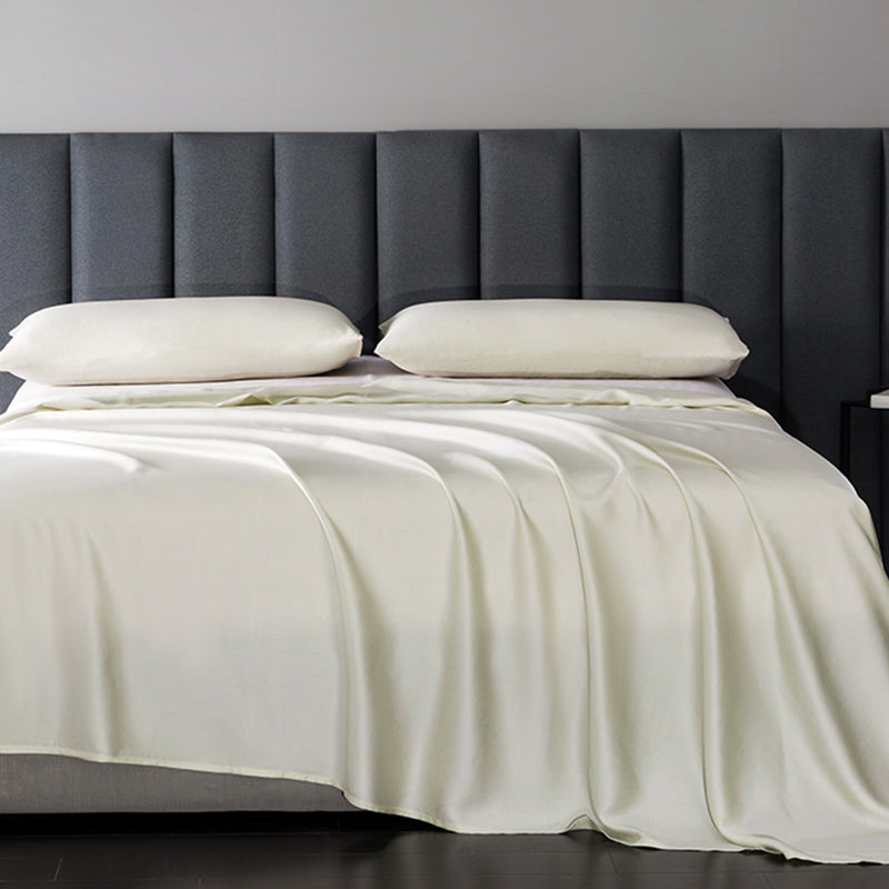 Satin Bed Sheet Solid Color Soft Skin-friendly Non-pilling Bed Sheet Set