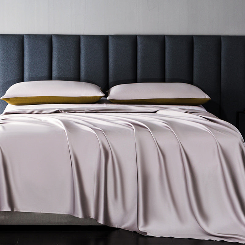 Satin Bed Sheet Solid Color Soft Skin-friendly Non-pilling Bed Sheet Set