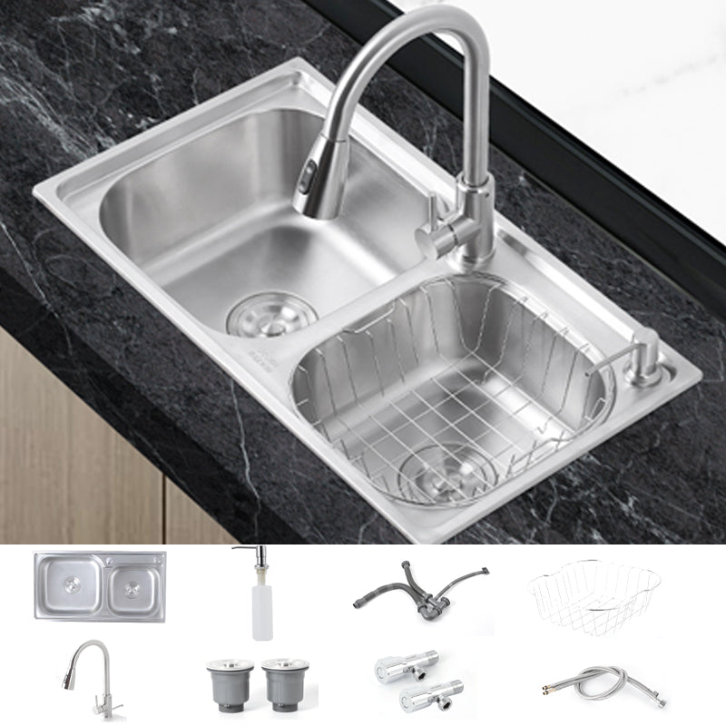 Dirt Resistant Kitchen Double Sink Stainless Steel Drop-In Kitchen Sink