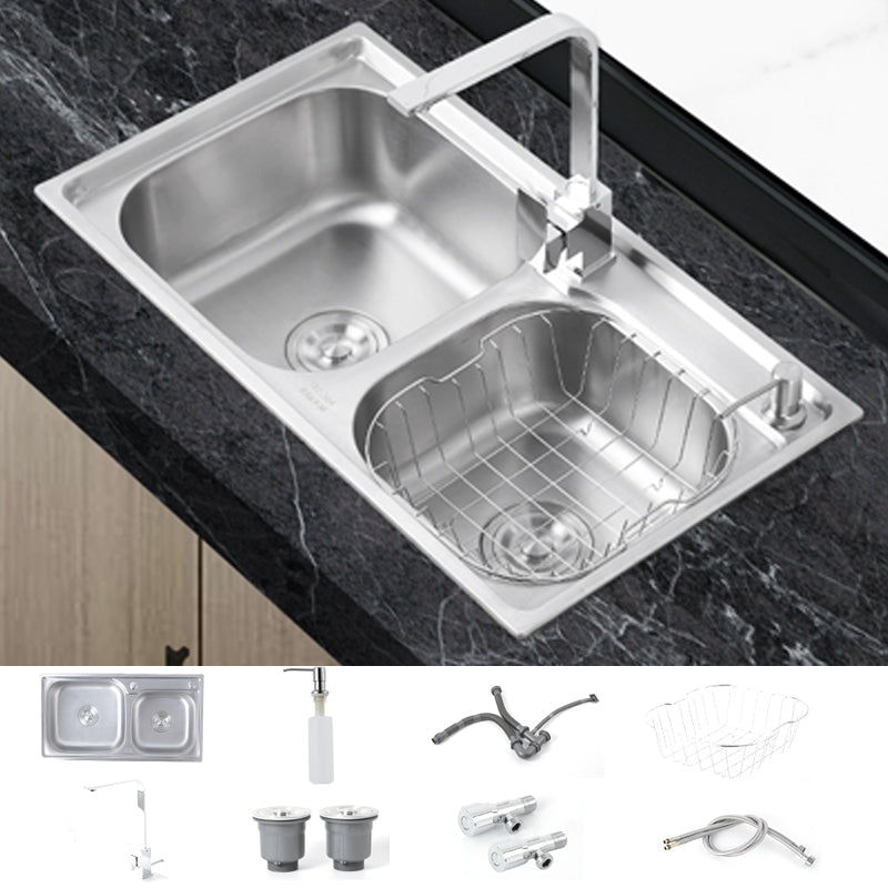 Dirt Resistant Kitchen Double Sink Stainless Steel Drop-In Kitchen Sink