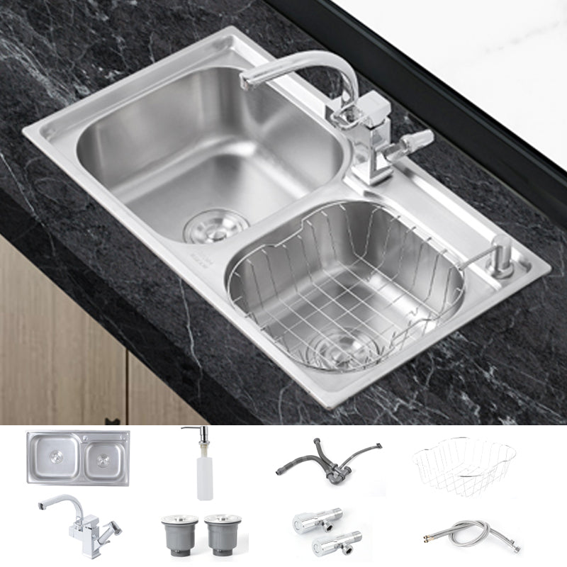 Dirt Resistant Kitchen Double Sink Stainless Steel Drop-In Kitchen Sink