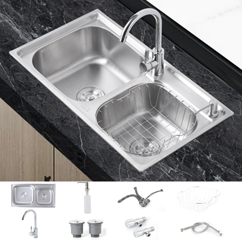 Dirt Resistant Kitchen Double Sink Stainless Steel Drop-In Kitchen Sink