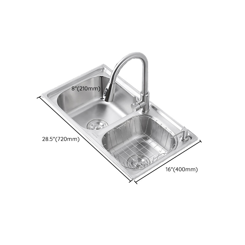 Dirt Resistant Kitchen Double Sink Stainless Steel Drop-In Kitchen Sink