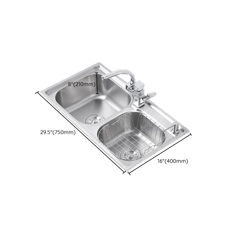 Dirt Resistant Kitchen Double Sink Stainless Steel Drop-In Kitchen Sink