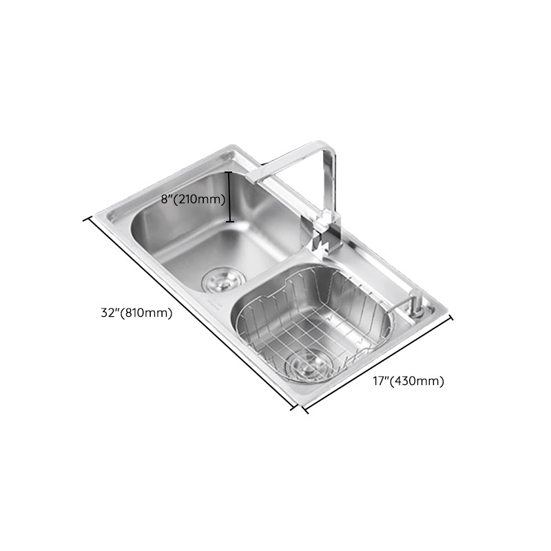 Dirt Resistant Kitchen Double Sink Stainless Steel Drop-In Kitchen Sink