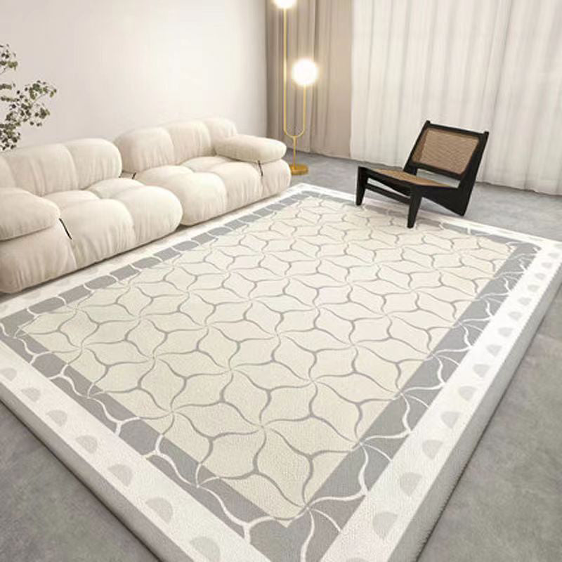 Apricot Modern Rug Pattern Polyester Rug Washable Rug for Drawing Room