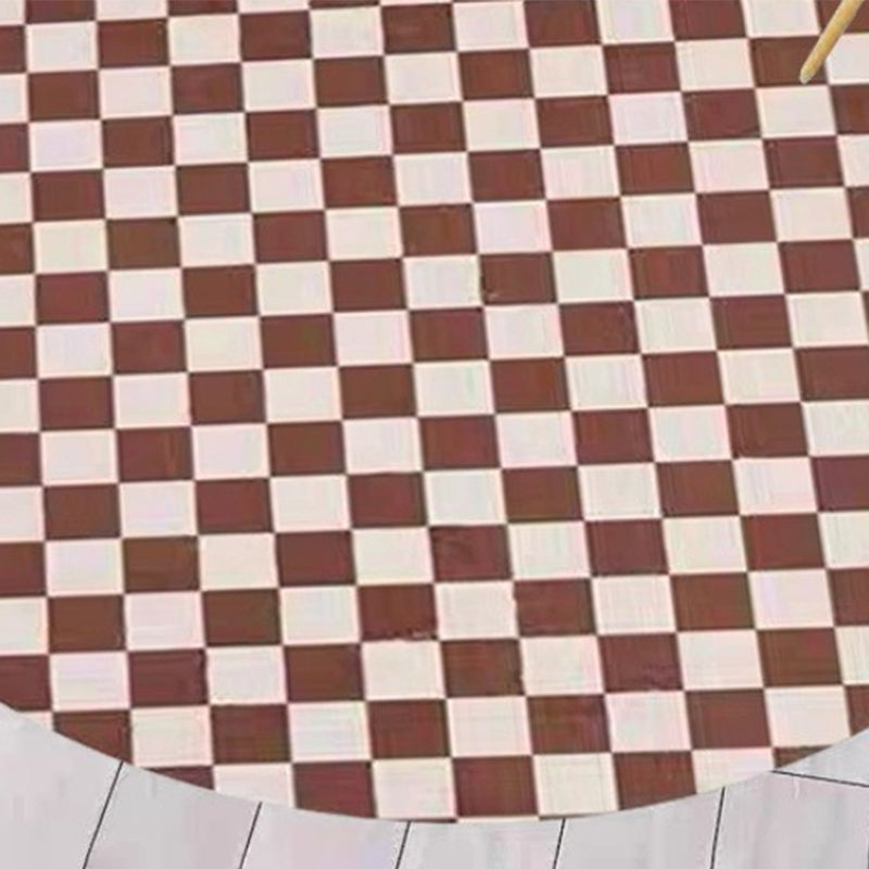 Brown Modern Rug Polyester Check Pattern Rug Washable Rug for Home Decor