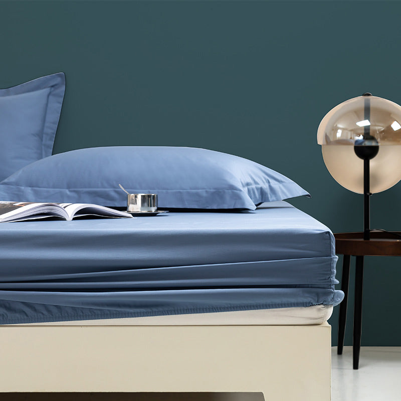 Fitted Bed Sheet Solid Color Non-pilling Breathable Skin-friendly Bed Sheet Set