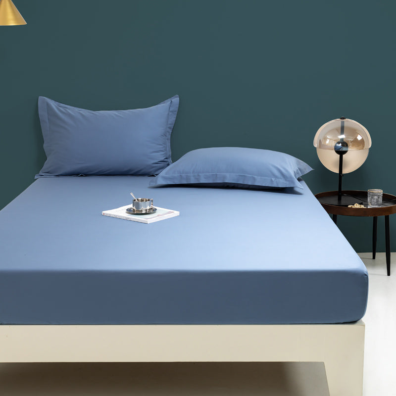 Fitted Bed Sheet Solid Color Non-pilling Breathable Skin-friendly Bed Sheet Set