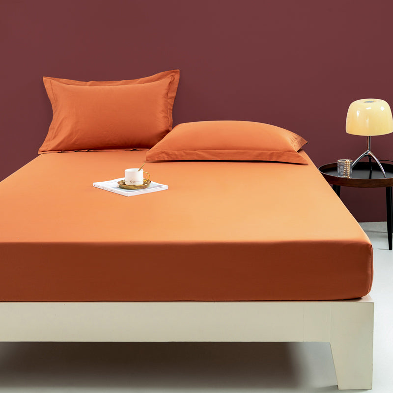 Fitted Bed Sheet Solid Color Non-pilling Breathable Skin-friendly Bed Sheet Set