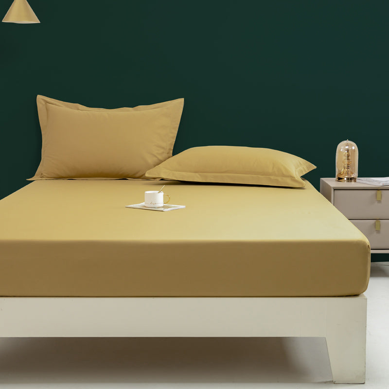 Fitted Bed Sheet Solid Color Non-pilling Breathable Skin-friendly Bed Sheet Set
