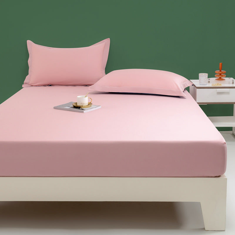 Fitted Bed Sheet Solid Color Non-pilling Breathable Skin-friendly Bed Sheet Set