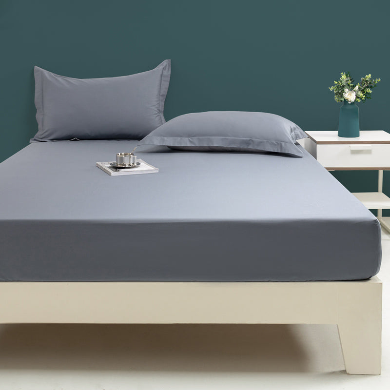 Fitted Bed Sheet Solid Color Non-pilling Breathable Skin-friendly Bed Sheet Set